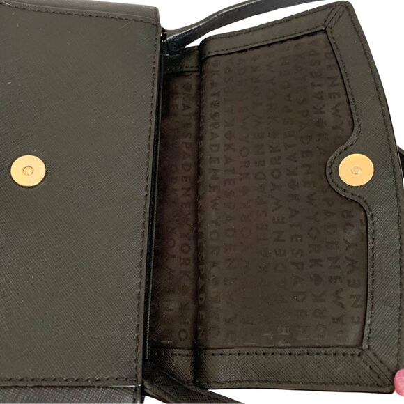 Kate Spade Black Leather Mini Flap Satchel/ Crossbody - Picture 4 of 13